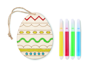 Logo trade promotional merchandise picture of: Wooden egg painting set