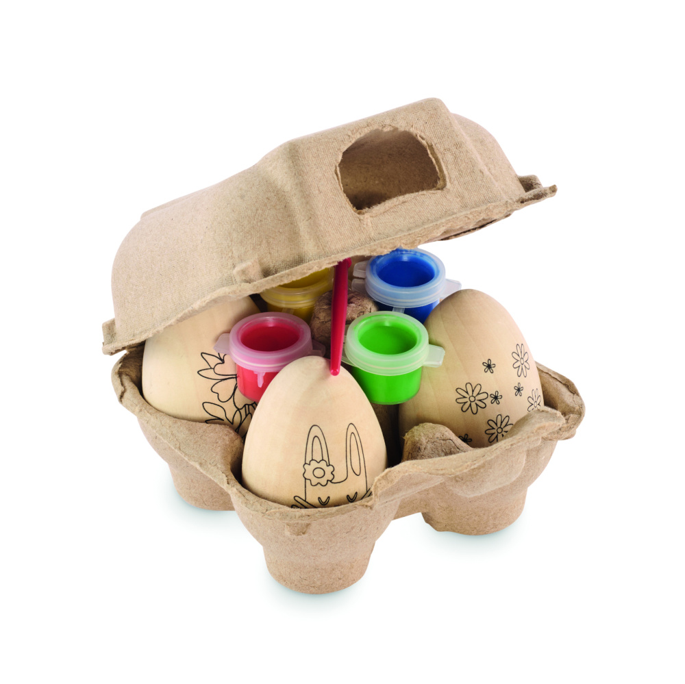 Logo trade promotional giveaways image of: Wooden eggs painting set