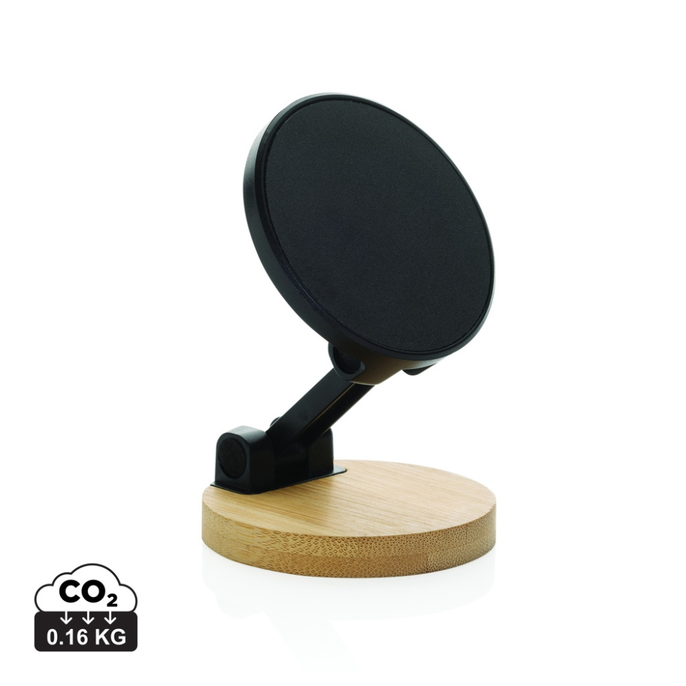 Logo trade promotional merchandise picture of: Magmount RCS recycled plastic and bamboo phone stand