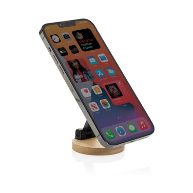 Logo trade promotional gifts image of: Magmount RCS recycled plastic and bamboo phone stand