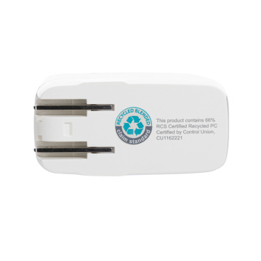 Logo trade promotional merchandise photo of: TravelCharge Pro RCS rplastic travel charger with USB C