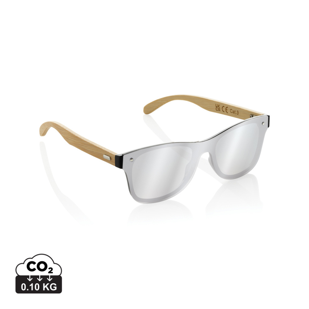 Logo trade advertising products image of: Prism RCS recycled plastic sunglasses with bamboo frame