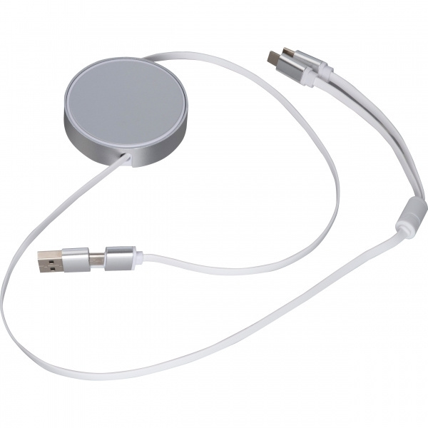 Logo trade promotional merchandise picture of: Charging cable made from recycled aluminum Ostend