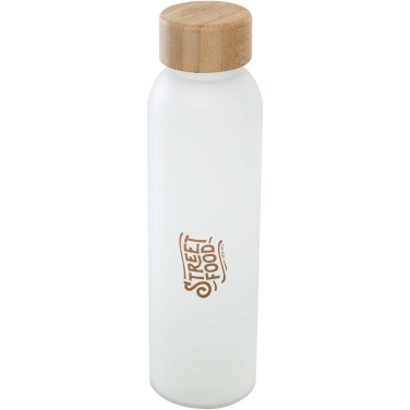 Logo trade promotional items image of: Lume 500 ml matte soda lime glass bottle with bamboo lid