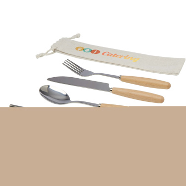 Logo trade advertising products picture of: Root 5-piece stainless steel and beech wood cutlery set