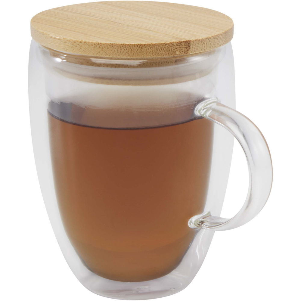 Logo trade promotional gifts image of: Leona 350 ml glass cup with bamboo lid