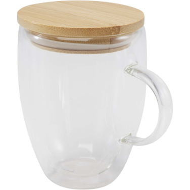 Logo trade advertising product photo of: Leona 350 ml glass cup with bamboo lid