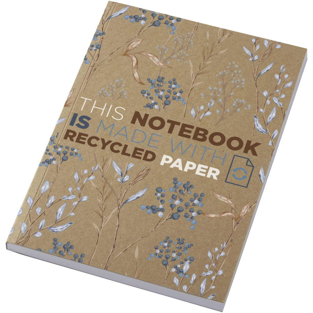 Logotrade promotional item image of: Novella Austen A5 recycled soft cover kraft notebook - 100 sheets