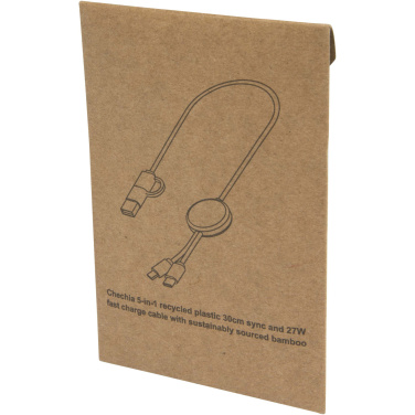 Logo trade corporate gifts image of: Citala 5-in-1 recycled plastic 30 cm data sync and 27W fast charge cable