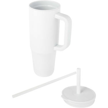 Logo trade business gifts image of: Brady 900 ml RCS certified insulated tumbler with silicone straw