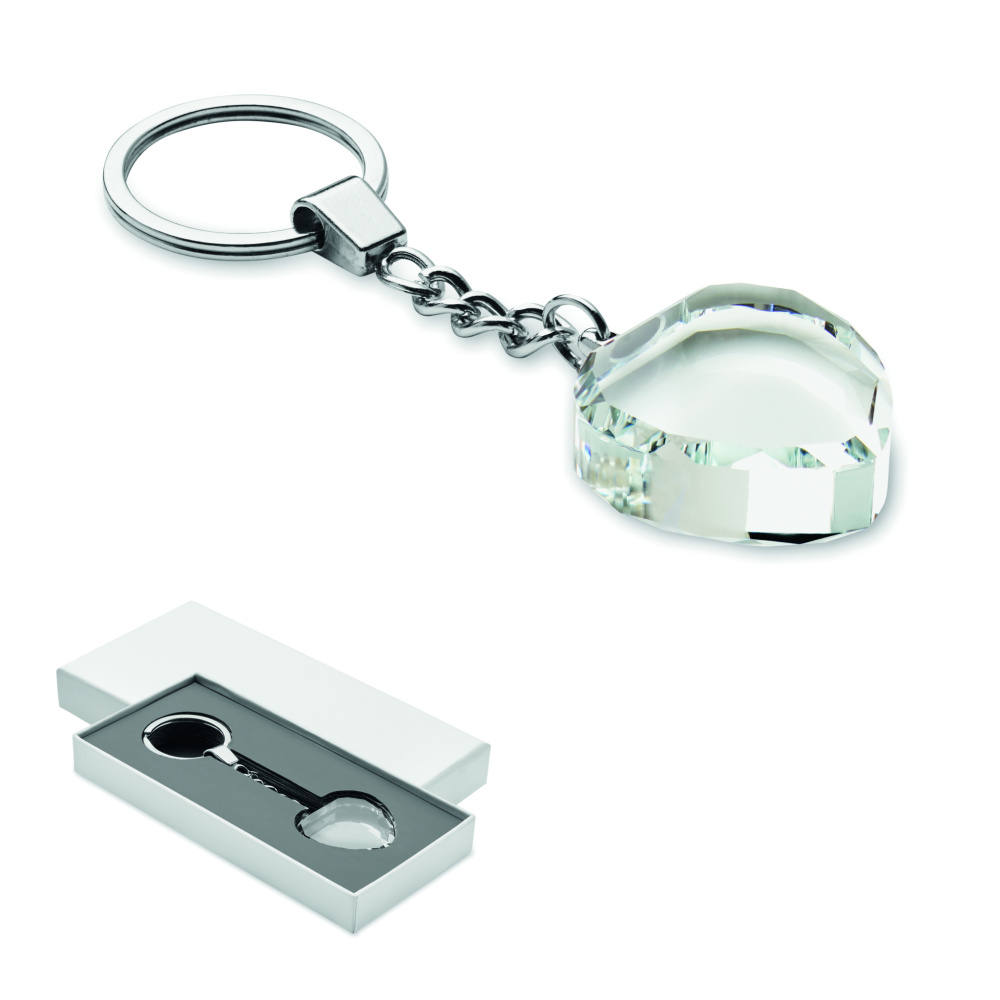 Logo trade corporate gifts picture of: Glass heart award key ring