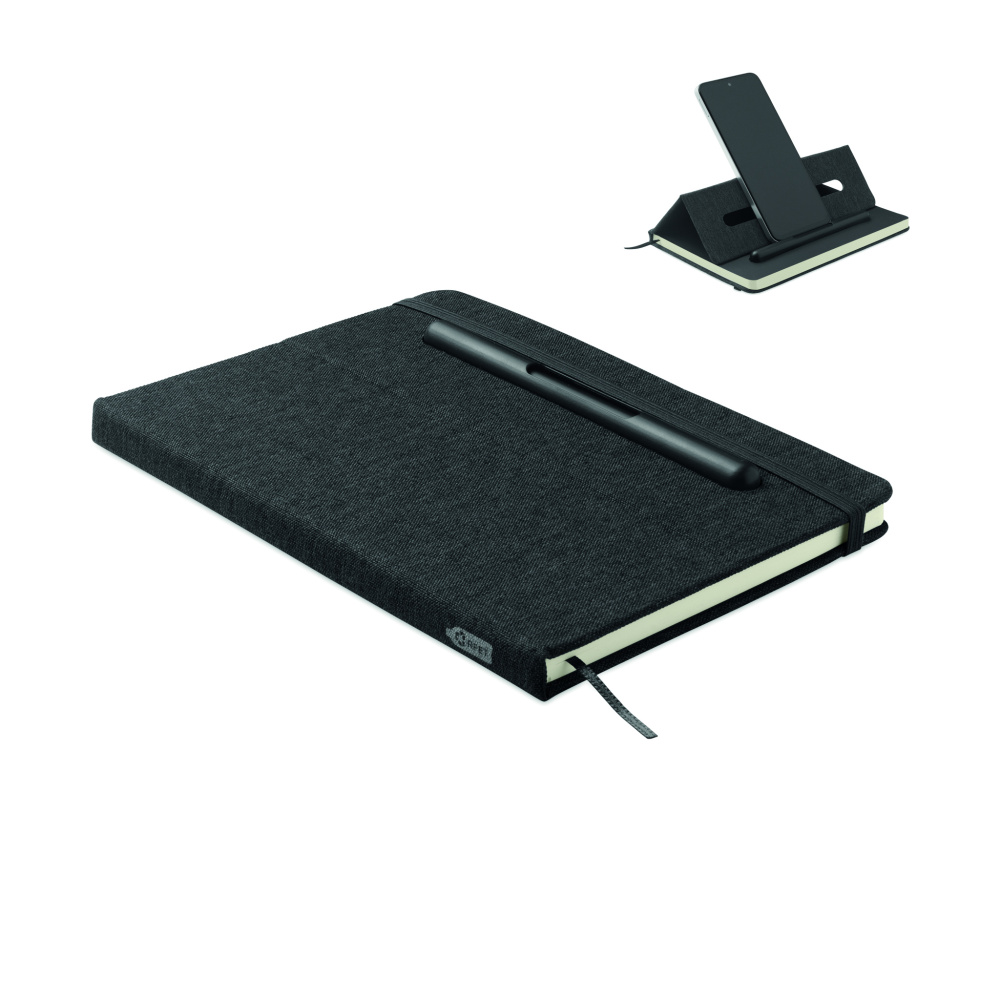 Logo trade promotional item photo of: A5 notebook with phone holder