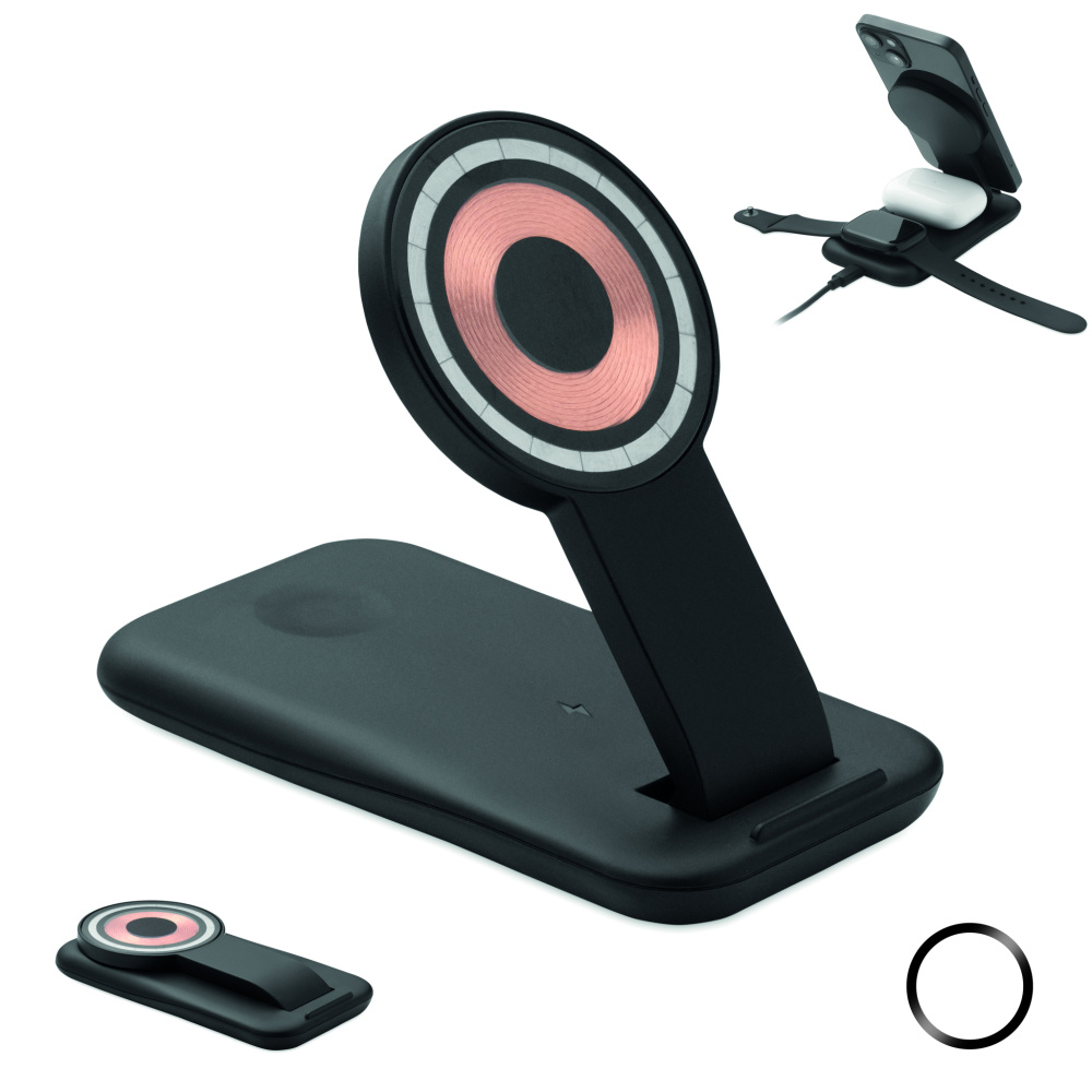 Logotrade promotional item image of: 3 in 1 wireless charger 15W