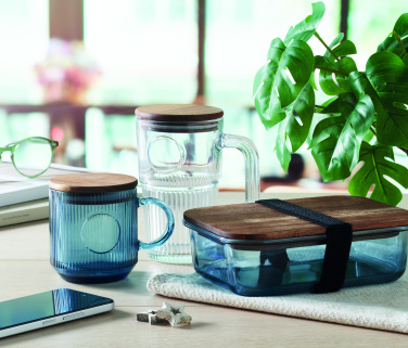 Logo trade business gifts image of: Ribbed glass mug 300ml