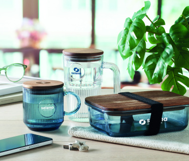 Logo trade corporate gift photo of: Ribbed glass mug 300ml