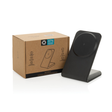 Logo trade promotional merchandise photo of: VoltPerch RCS recycled plastic 15W magnetic wireless charger