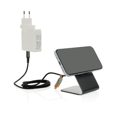 Logo trade business gift photo of: Terra aluminium 15W magnetic wireless charging phone stand