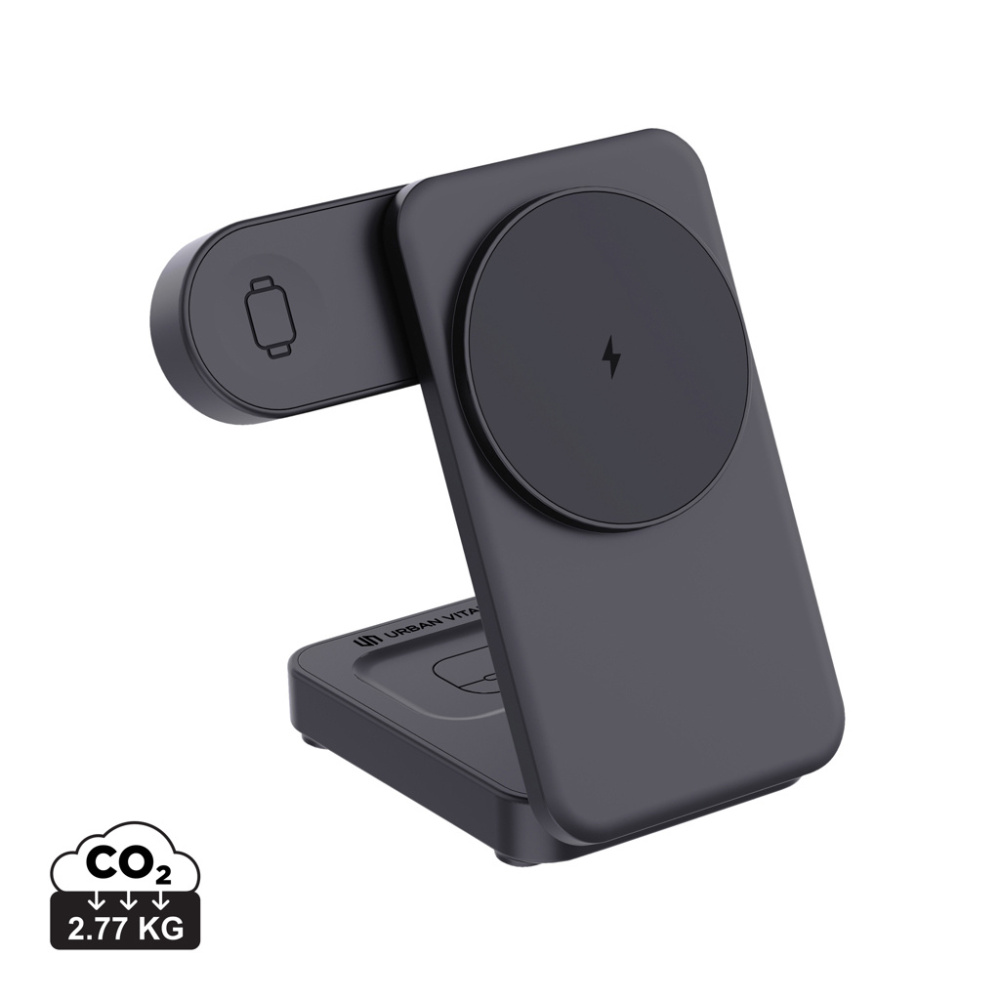 Logo trade promotional gift photo of: Urban Vitamin Arcadia RCS rplastic 15W 3in1 magnetic charger