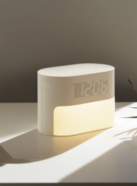 Logotrade promotional giveaway image of: LumaRise RCS reycled plastic white noise alarm clock
