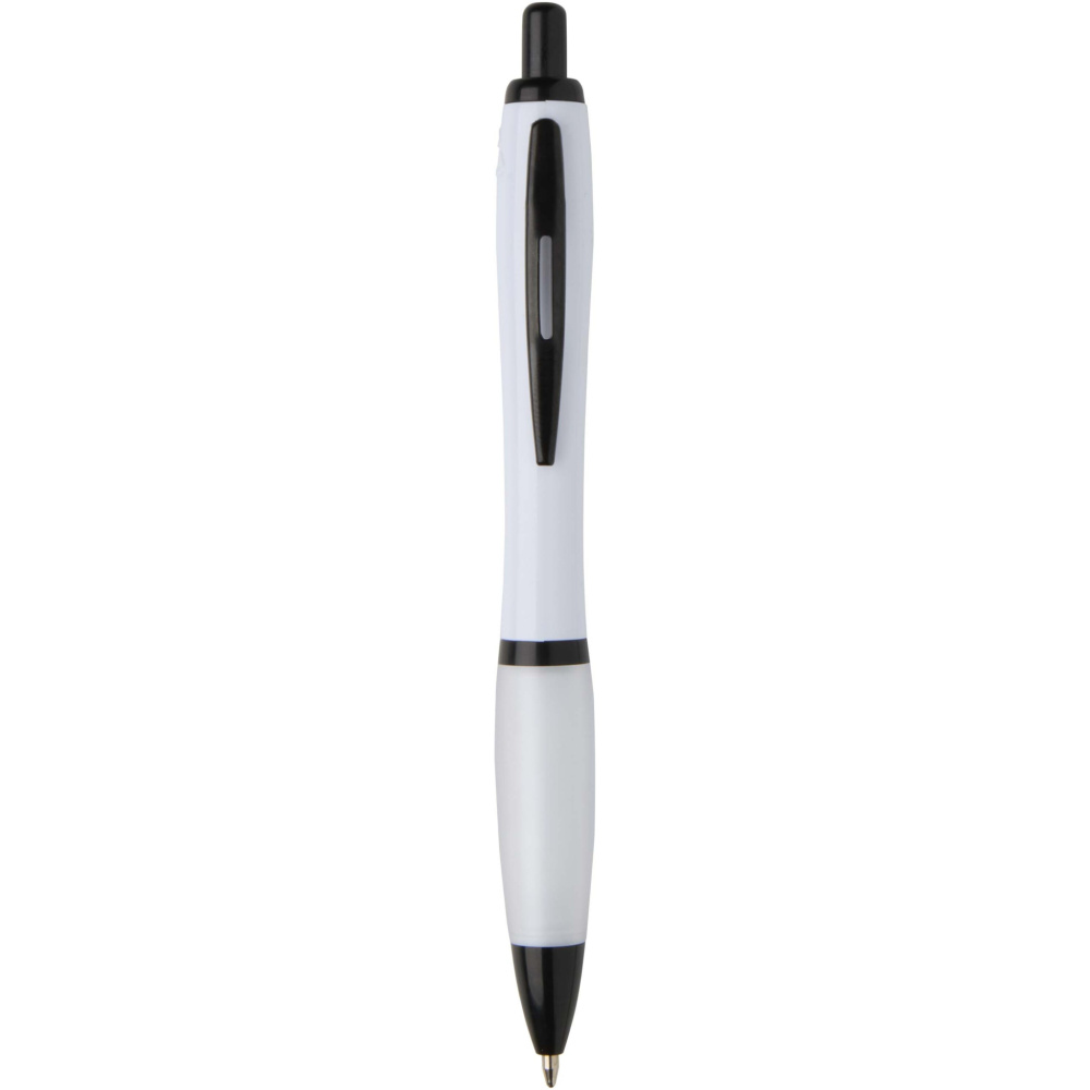 Logo trade promotional giveaways image of: Nash recycled plastic ballpoint pen with black trims (black ink)