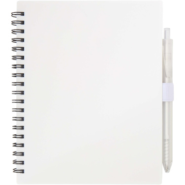 Logotrade business gift image of: Niove recycled plastic soft cover notebook and ballpoint pen set (blue ink)