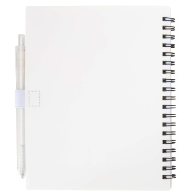 Logo trade promotional gifts picture of: Niove recycled plastic soft cover notebook and ballpoint pen set (blue ink)