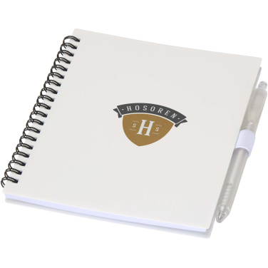 Logotrade promotional merchandise picture of: Niove recycled plastic soft cover notebook and ballpoint pen set (blue ink)