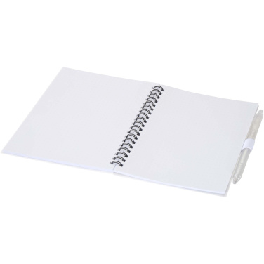Logo trade promotional items image of: Niove recycled plastic soft cover notebook and ballpoint pen set (blue ink)