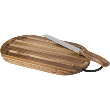 Logotrade promotional items photo of: Prestige acacia wood chopping board with bread knife