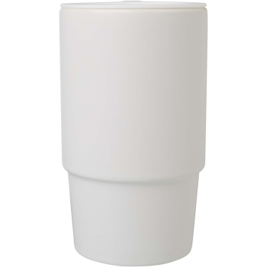 Logo trade advertising product photo of: Carter 450 ml ceramic mug with plastic lid
