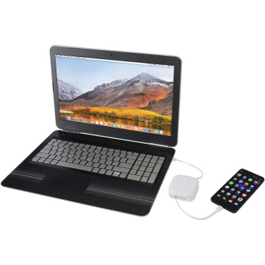 Logo trade promotional product photo of: Gloas 5-in-1 recycled retractable data sync and 100W fast charge cable with smartphone tool kit