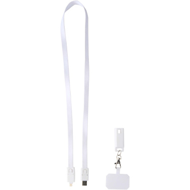 Logo trade promotional products picture of: Franz recycled plastic smartphone lanyard with built-in data sync and 65W fast charge 5-in-1 cable