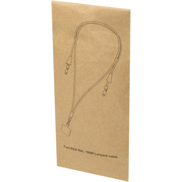 Logo trade promotional giveaways image of: Funi recycled plastic smartphone lanyard with built-in data sync and 100W fast charge 5-in-1 cable