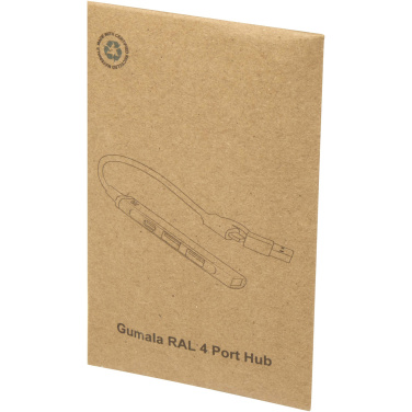 Logo trade promotional gifts image of: Alkaid 4-port recycled aluminium USB-A and Type-C hub with dual input