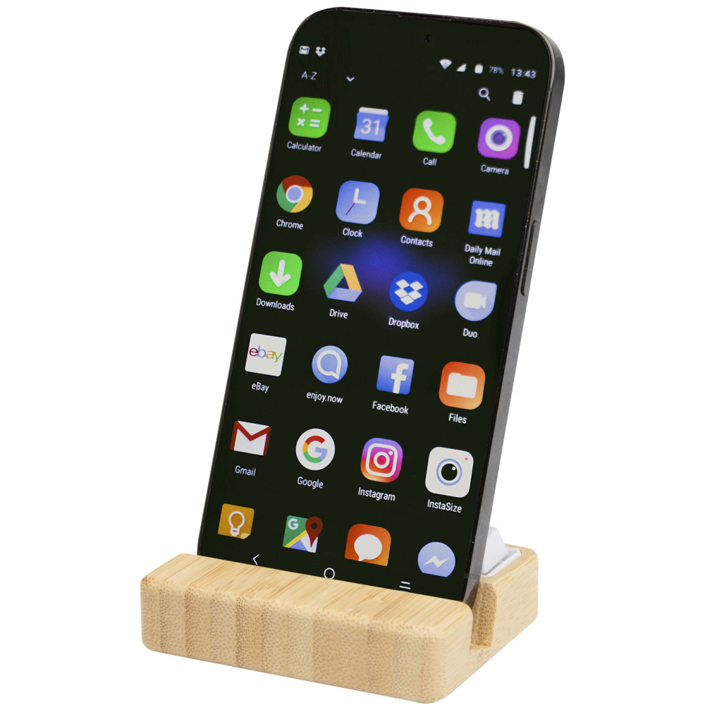 Logotrade business gift image of: Algol recycled plastic phone stand and fidget toy with bamboo details