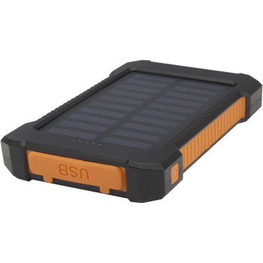 Logotrade promotional product image of: Altair 5000 mAh 10W recycled plastic rugged solar power bank with built-in torch