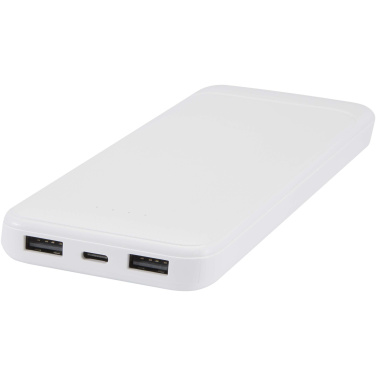 Logotrade promotional product image of: Adhil 10.000 mAh 10W recycled plastic power bank with 2 built-in cables