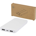Adhil 10.000 mAh 10W recycled plastic power bank with 2 built-in cables, White