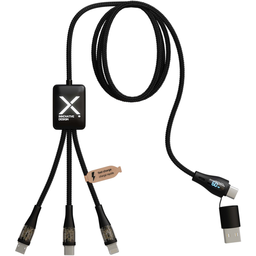 Logotrade advertising products photo of: SCX.design C51 60W 5-in-1 rPET fast charging cable with display