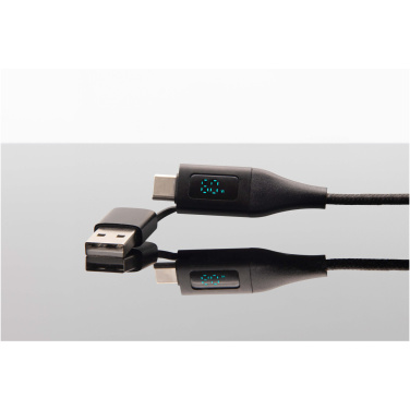 Logo trade advertising product photo of: SCX.design C51 60W 5-in-1 rPET fast charging cable with display