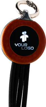 Logo trade advertising products picture of: 4-in-1 cable with elighted logo in a wooden casing