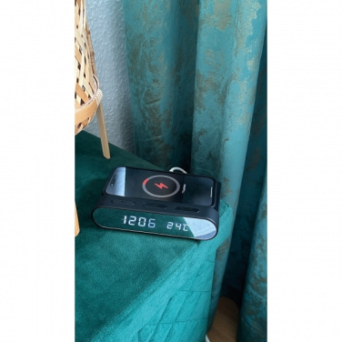 Logo trade promotional merchandise photo of: Alarm Clock and Wireless Charger ADELAIDE