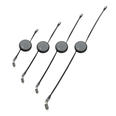 Logo trade advertising products picture of: Terra RCS recycled aluminium retractable 240W 2-in-1 cable