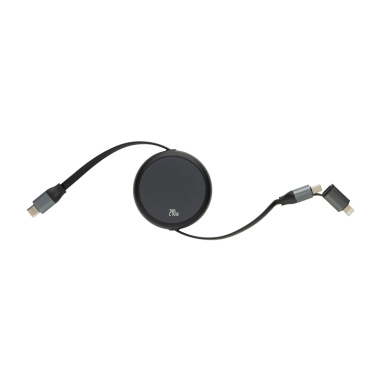 Logo trade corporate gifts image of: Terra RCS recycled aluminium retractable 240W 2-in-1 cable