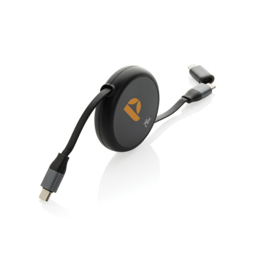 Logotrade promotional merchandise image of: Terra RCS recycled aluminium retractable 240W 2-in-1 cable