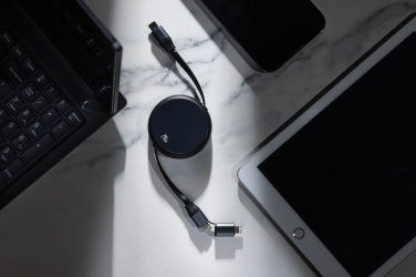 Logo trade corporate gifts image of: Terra RCS recycled aluminium retractable 240W 2-in-1 cable
