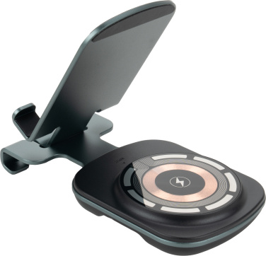 Logo trade promotional merchandise picture of: Phone holder with wireless charger