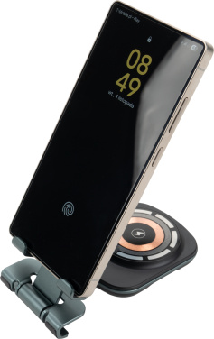 Logo trade promotional merchandise photo of: Phone holder with wireless charger