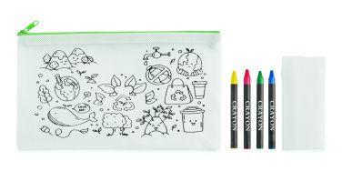 Logo trade business gifts image of: Pencil case with 4 crayons