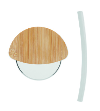 Logo trade promotional merchandise image of: Round bamboo pizza cutter